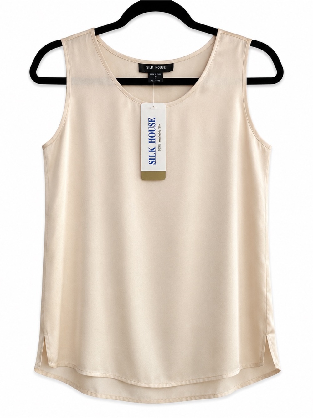 Silk House 100% Silk Ivory Sleeveless Shell Tank Petite NWT